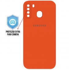 Capa Samsung Galaxy A21 - Case Emborrachada Protector Laranja